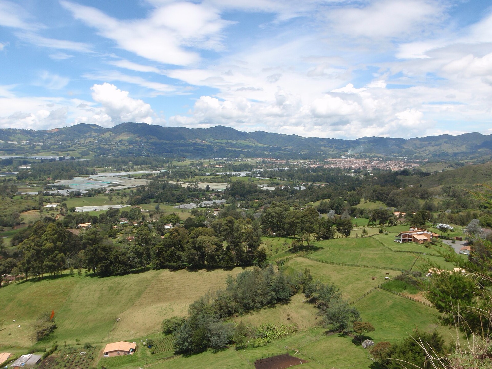 Green hills and farmland of the valley around La Ceja, Antioquia
